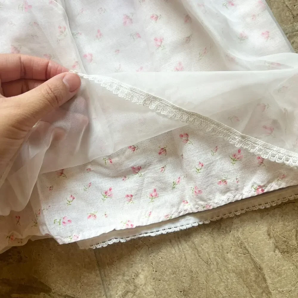 Vtg 60s Sears Toddler Girls Dress Pink Microfloral Cottagecore Coquette Dainty